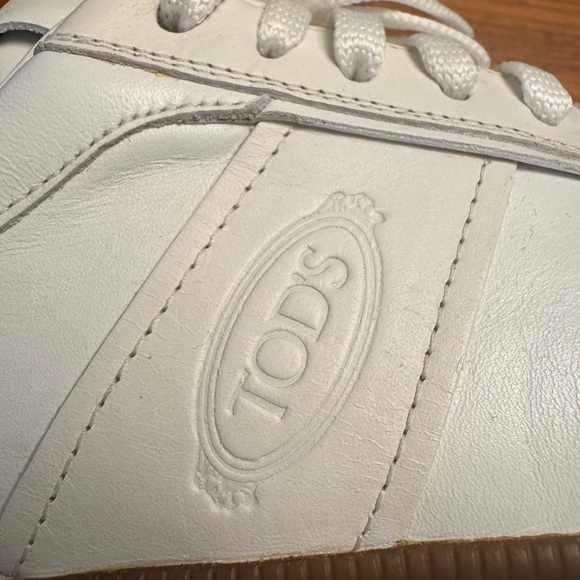 Authentic Tod’s Tabs Leather Sneakers, Women’s White Designer Casual Shoes 37.5 - Picture 10 of 12